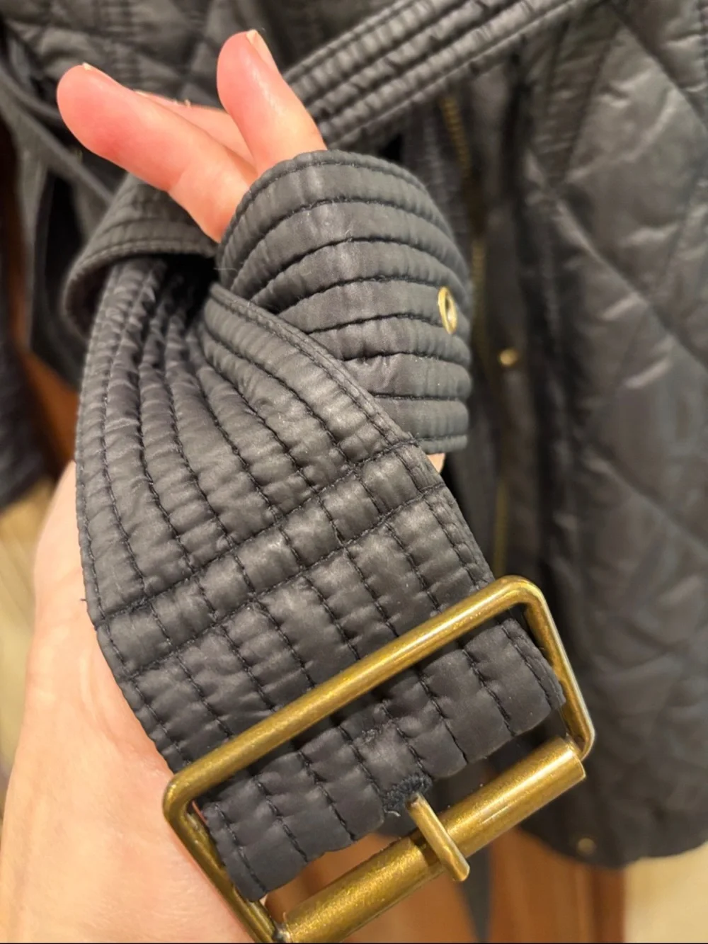Burberry Black Quilted Belted Trench Coat - Picture 5 of 7